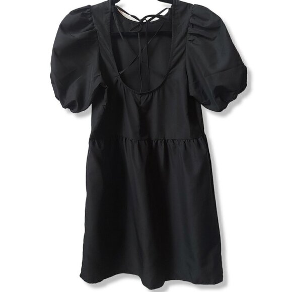 nwt H&M Black Puffsleeve Mini Dress Size XS - Picture 6 of 8